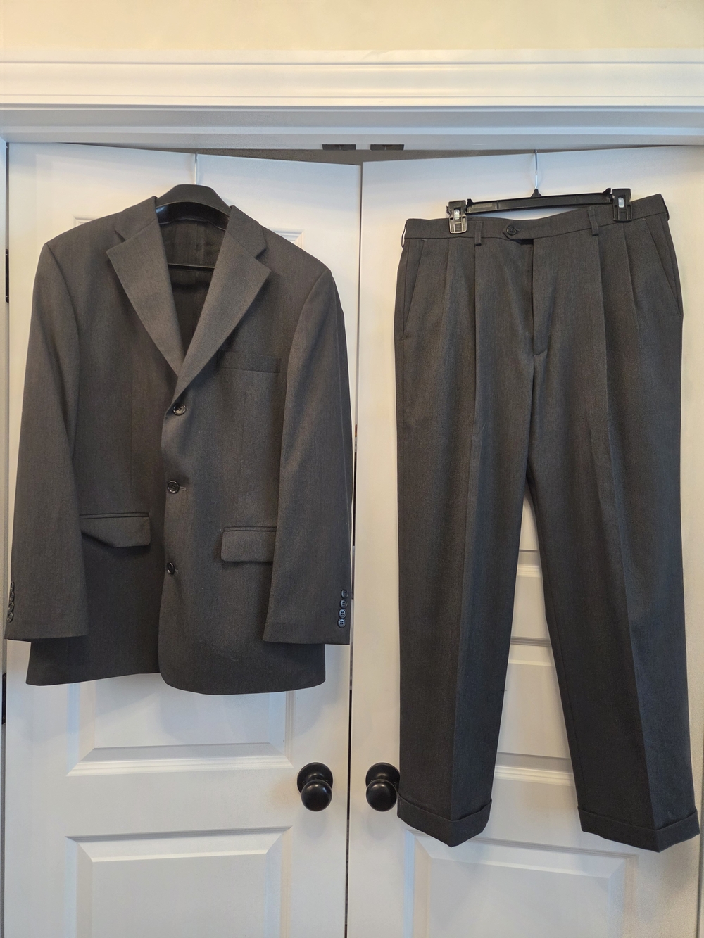 Haggar Dark Gray Two-Piece Men’s Suit - Notch Lapel